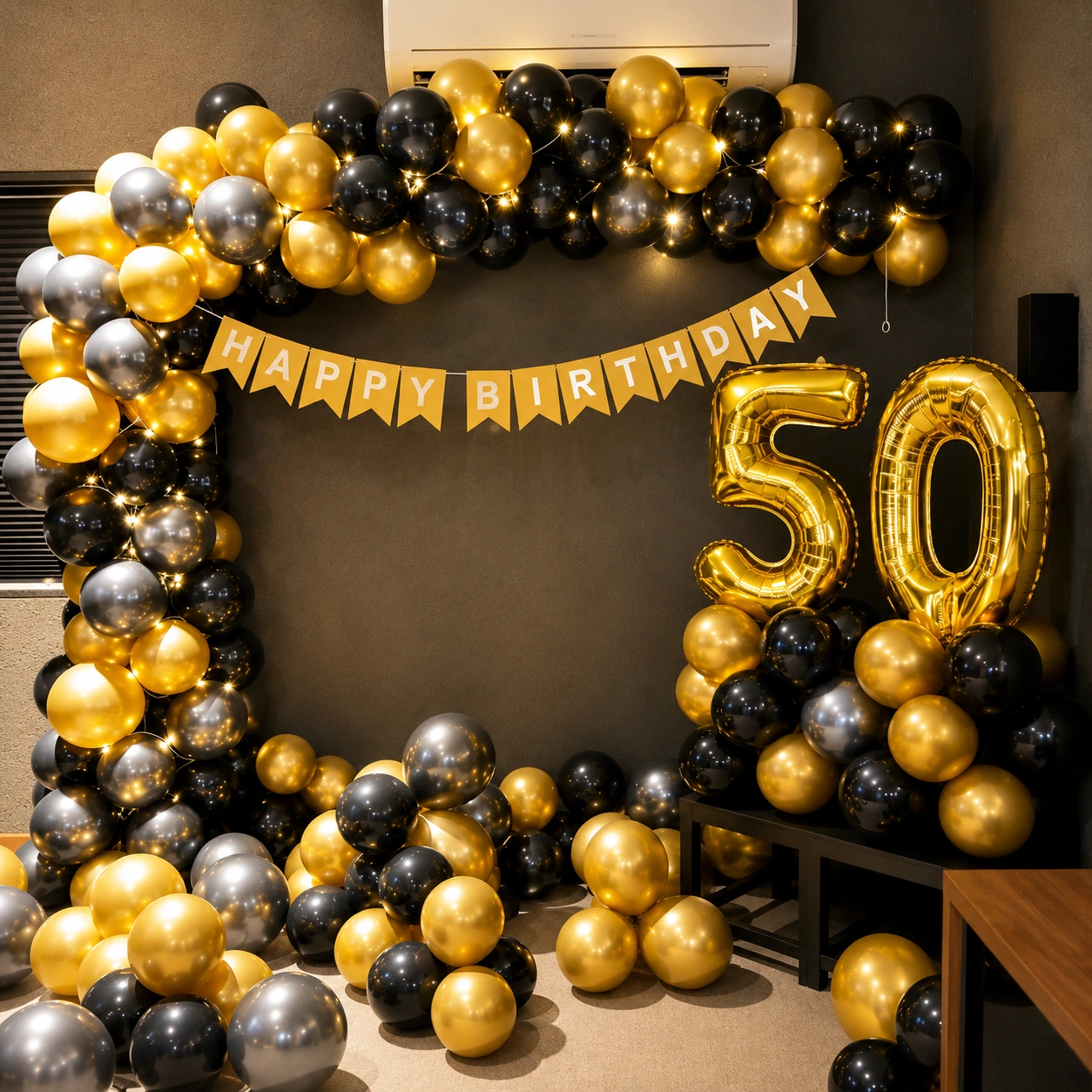 Black Gold Balloon Decoration