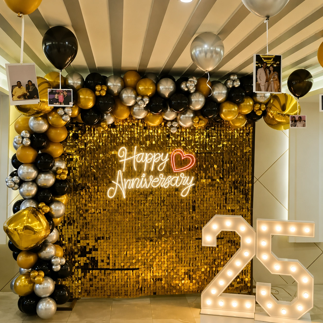Golden Sequence Anniversary Decor