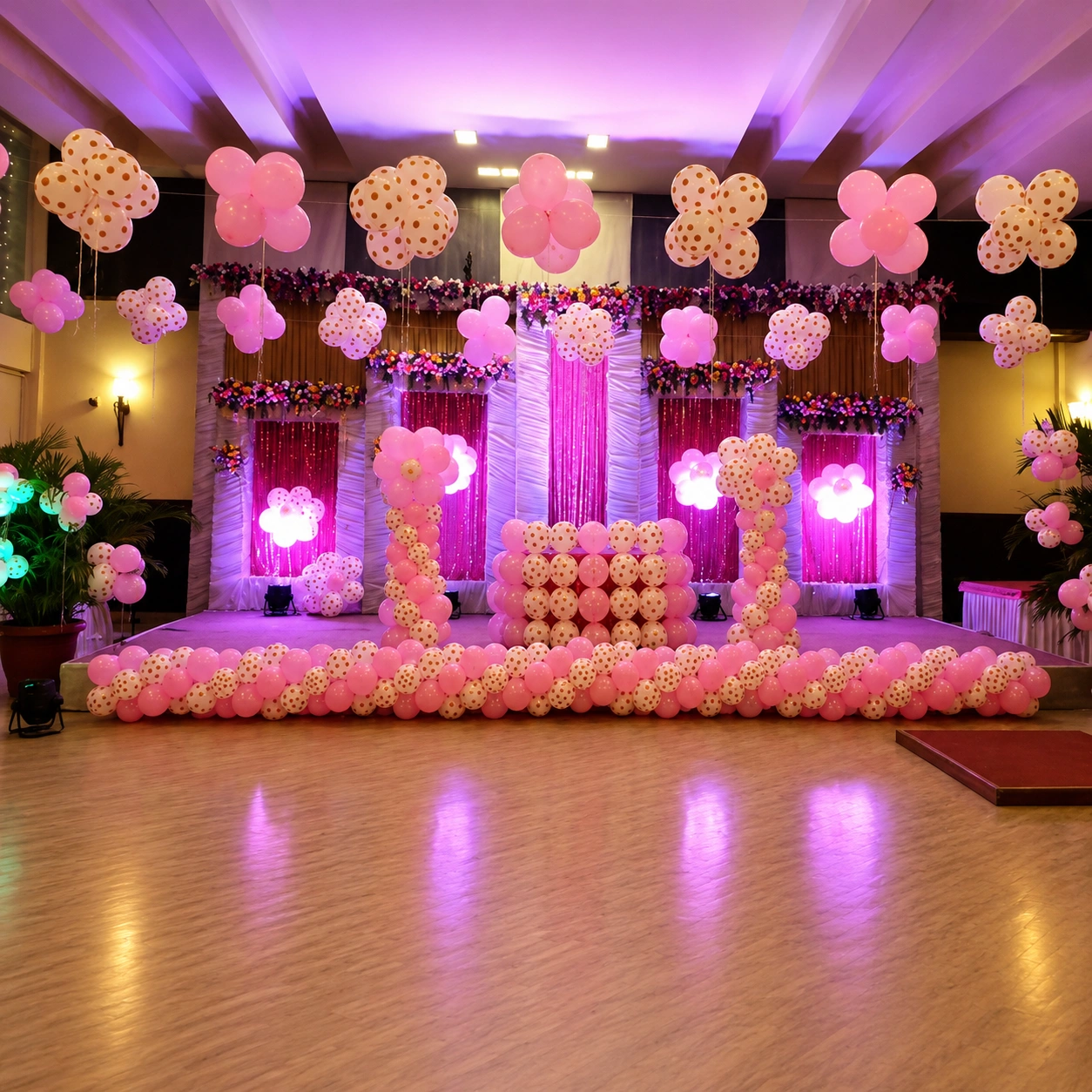 Baby Girl Birthday Stage Decoration