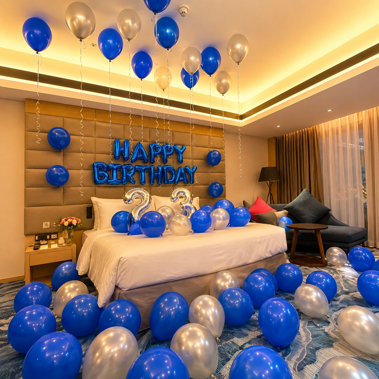 Blue Silver Birthday Decoration