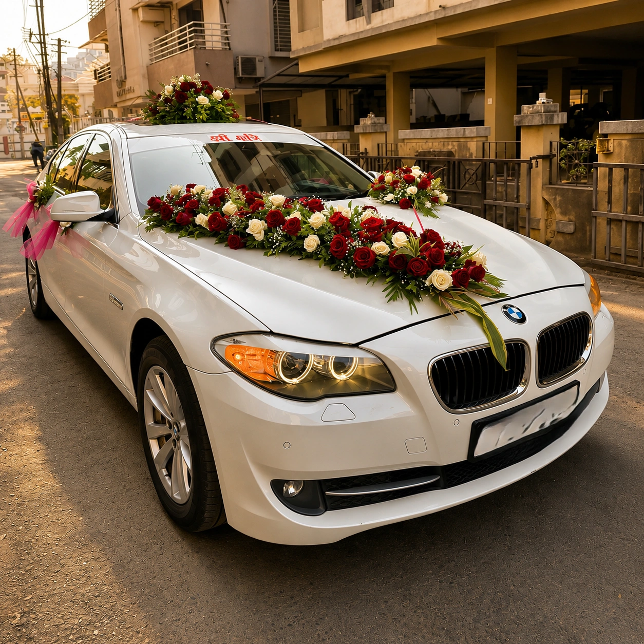 Indian Marriage Car Decoration with Flowers