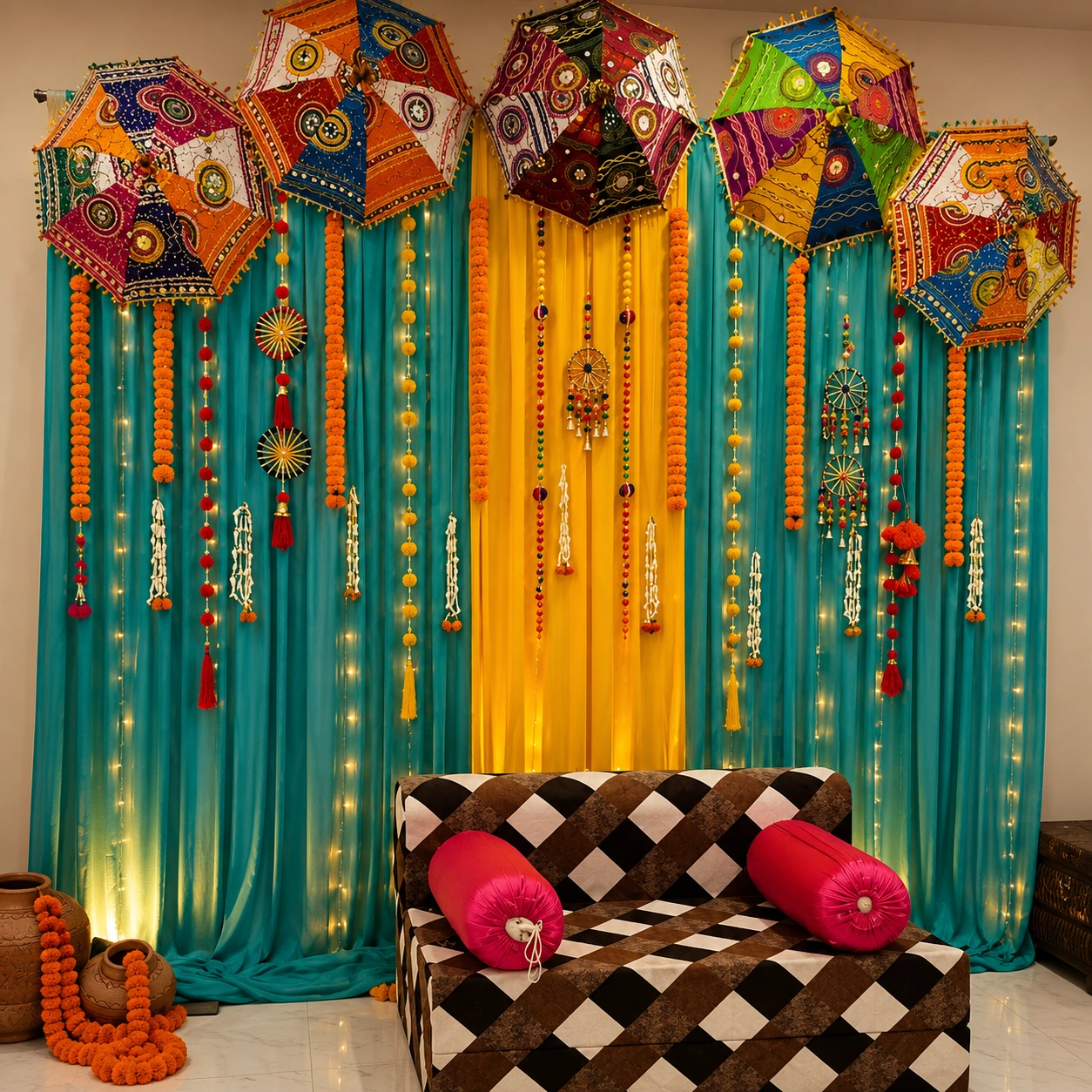 Mehendi Decoration at Home Simple