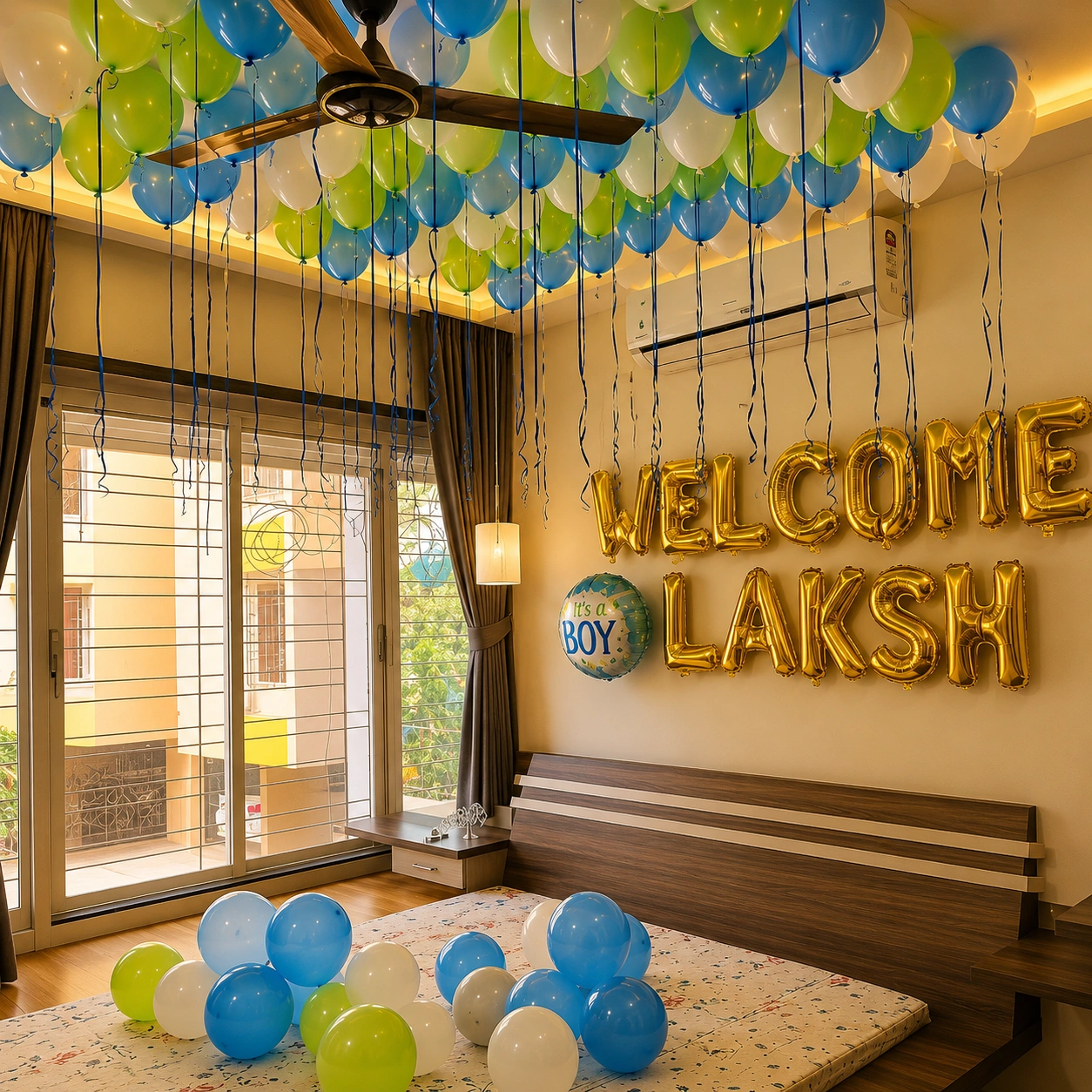 Blue White Baby Welcome Decoration