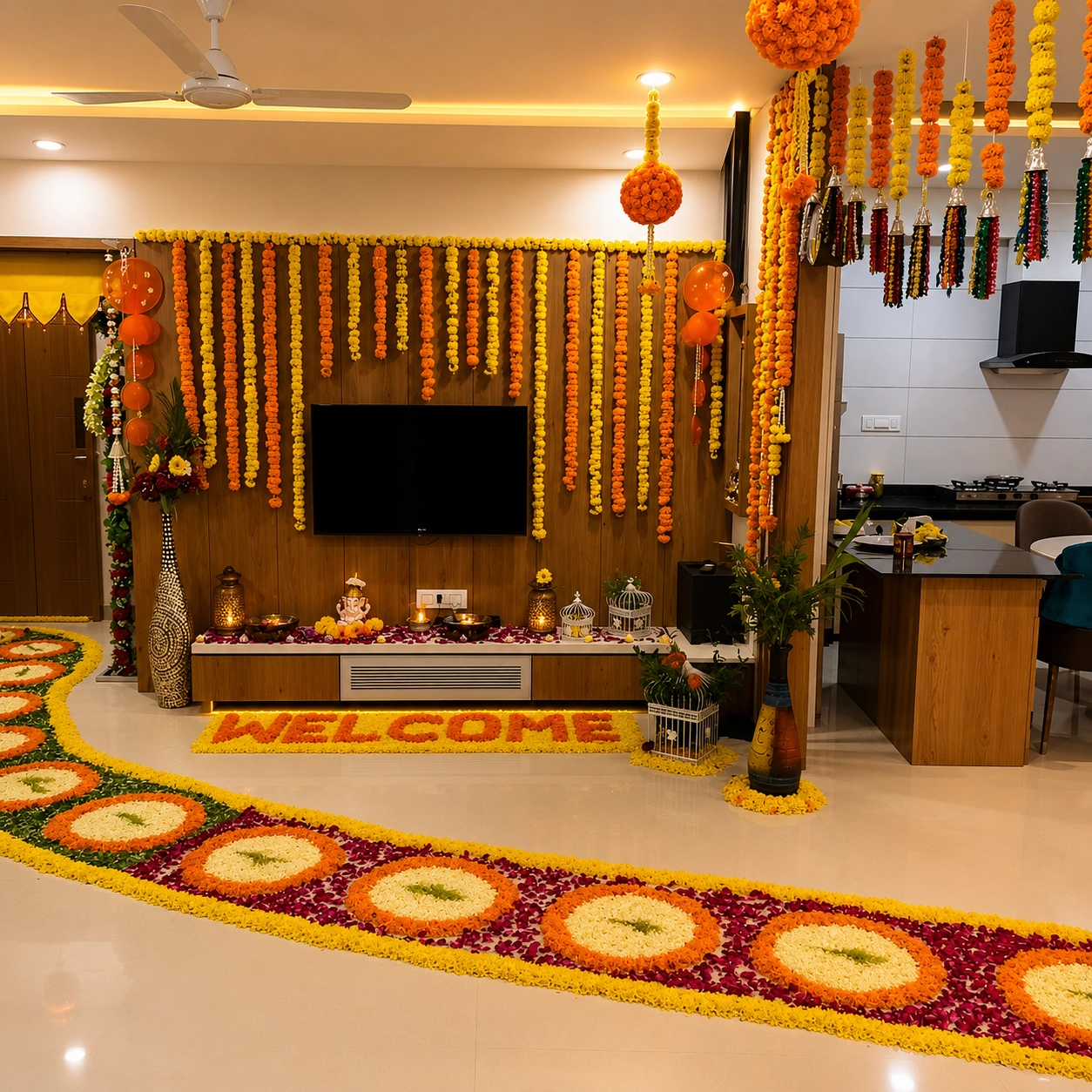 Grand Welcome Home Decoration with Flowers