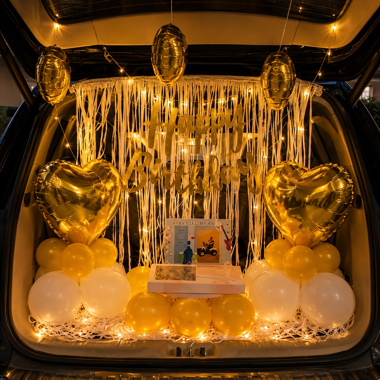 Golden Heart Car Decor