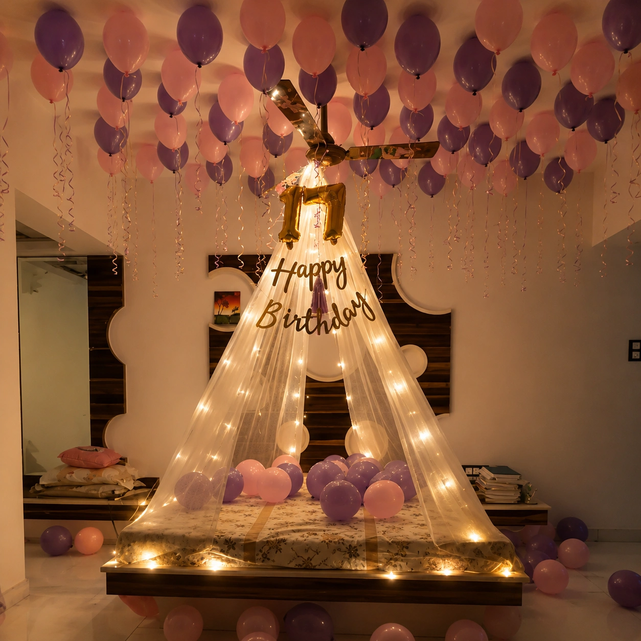 Bed Canopy Birthday Decoration