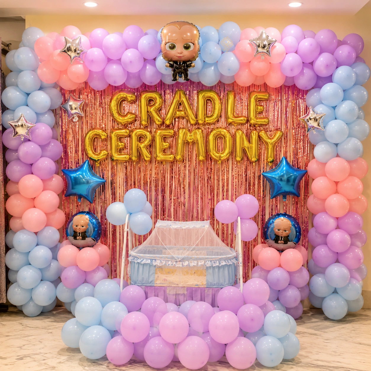 Pastel Cradle Ceremony Setup