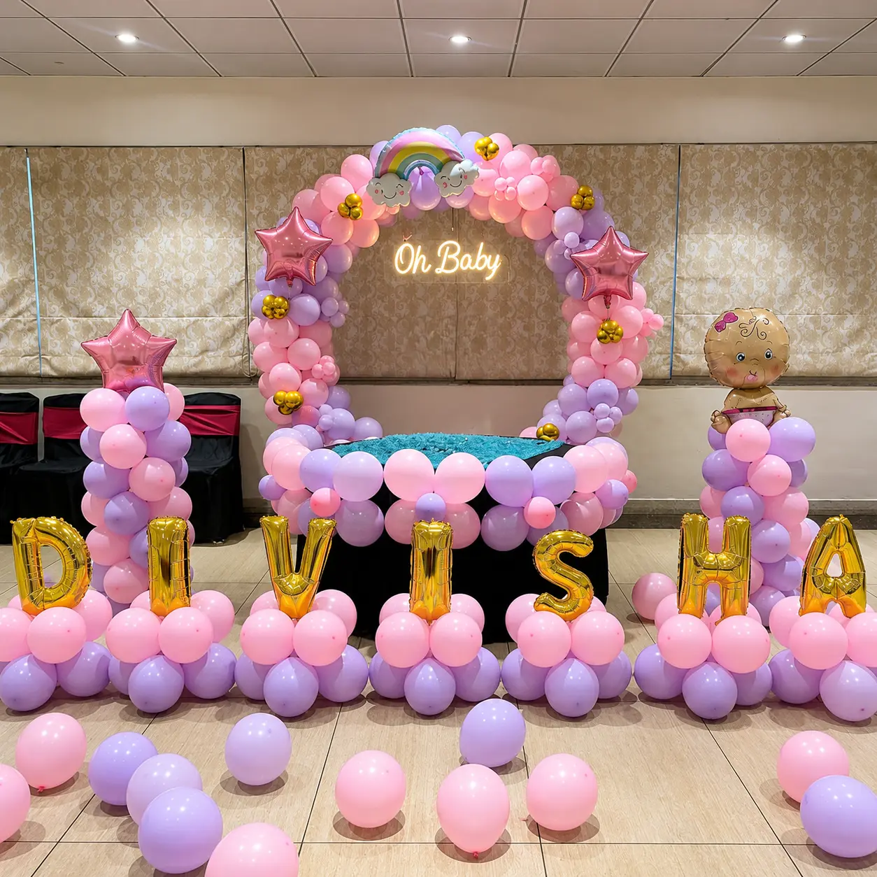 Rainbow Baby Shower Celebration Setup