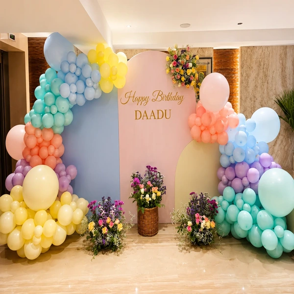 Elegant Pastel Balloon Birthday Decoration
