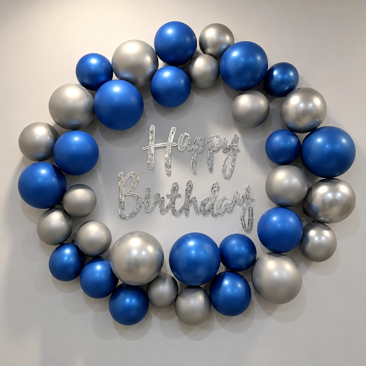 Royal Blue & Silver Birthday Backdrop