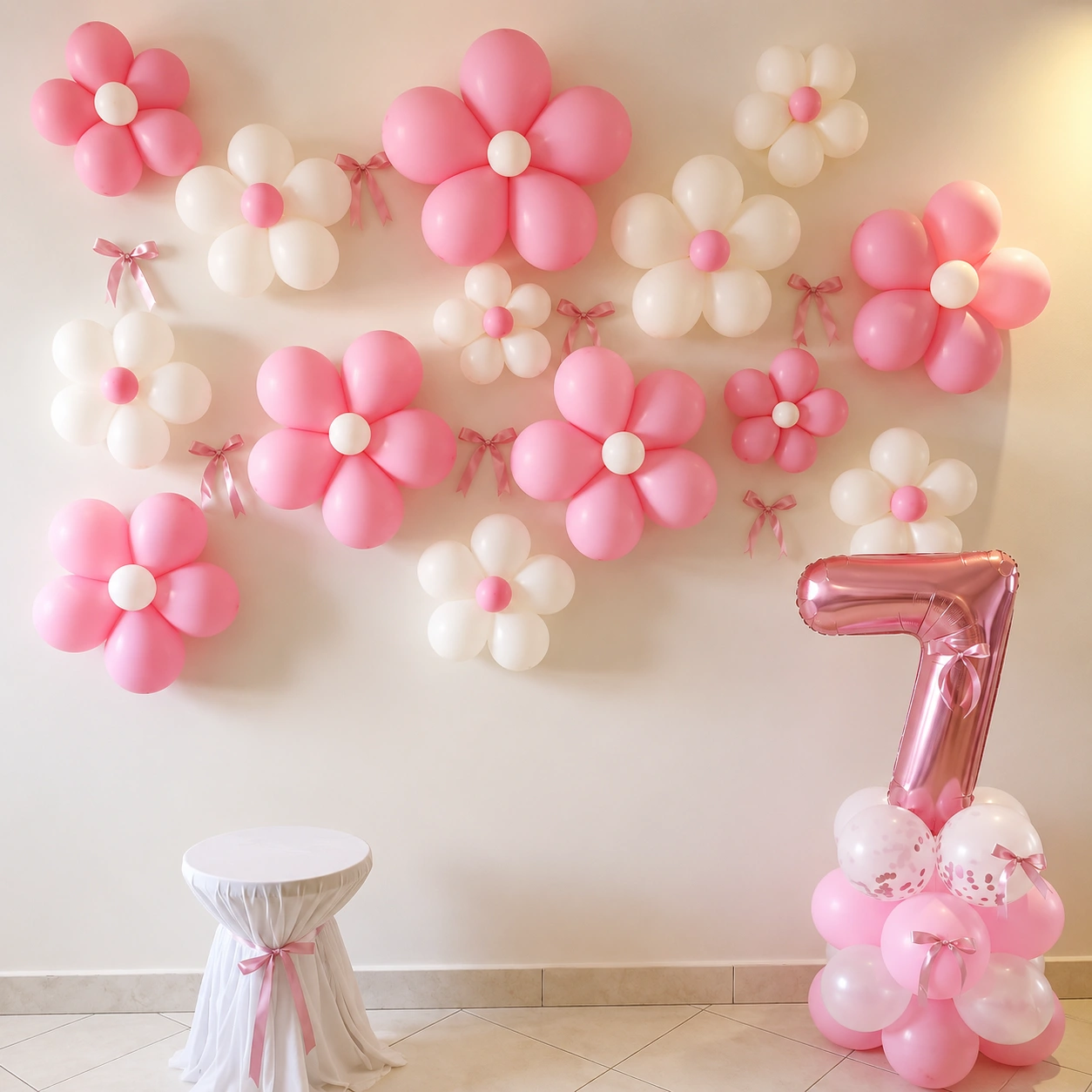 Pink Garden Party Balloon Setup